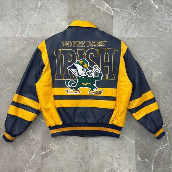 College Phase Other - Vintage Notre Dame Leather Jacket Mens Large Bomber Fighting Irish Letterman